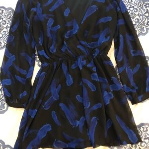 Express black sheer sleeve wrap-front Romper